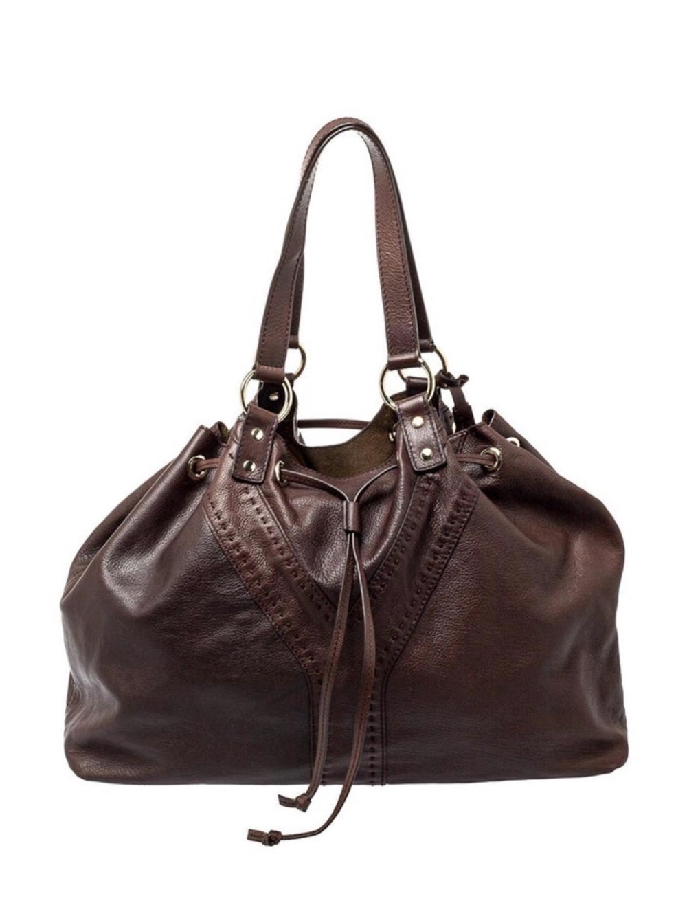 Yves Saint Laurent calf skin reversible, double sac Y tote. Bronze and Chocolate - Picture 2 of 14